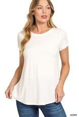 Miss Bliss Zen Flowy R Hem Rayon Ss Top-Ivory
