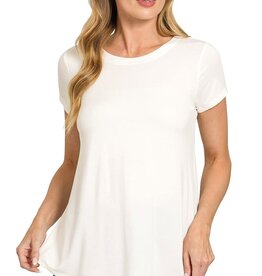 Miss Bliss Flowy Round Hem Rayon Top-Ivory