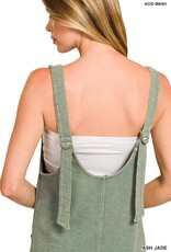 Miss Bliss Zen Washed Slub Adjustable Strap Overall Dress-Ash Jade