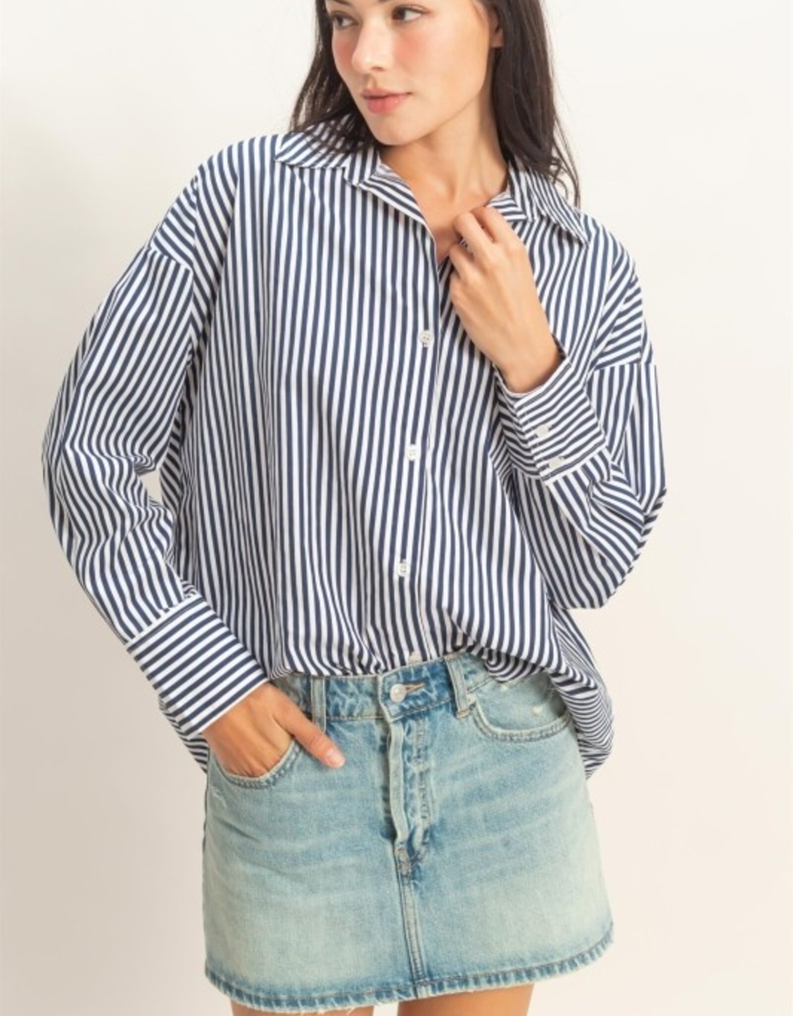 Miss Bliss HYFVE Striped ButtonUp Poplin Shirt