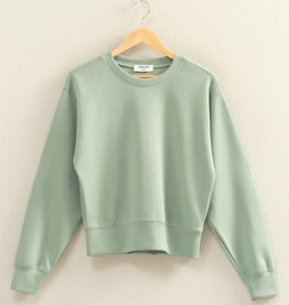 Miss Bliss Crew Neck Sweatshirt-Sage