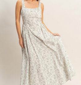 Miss Bliss Floral Print Empire Waist Dress-Blk&White