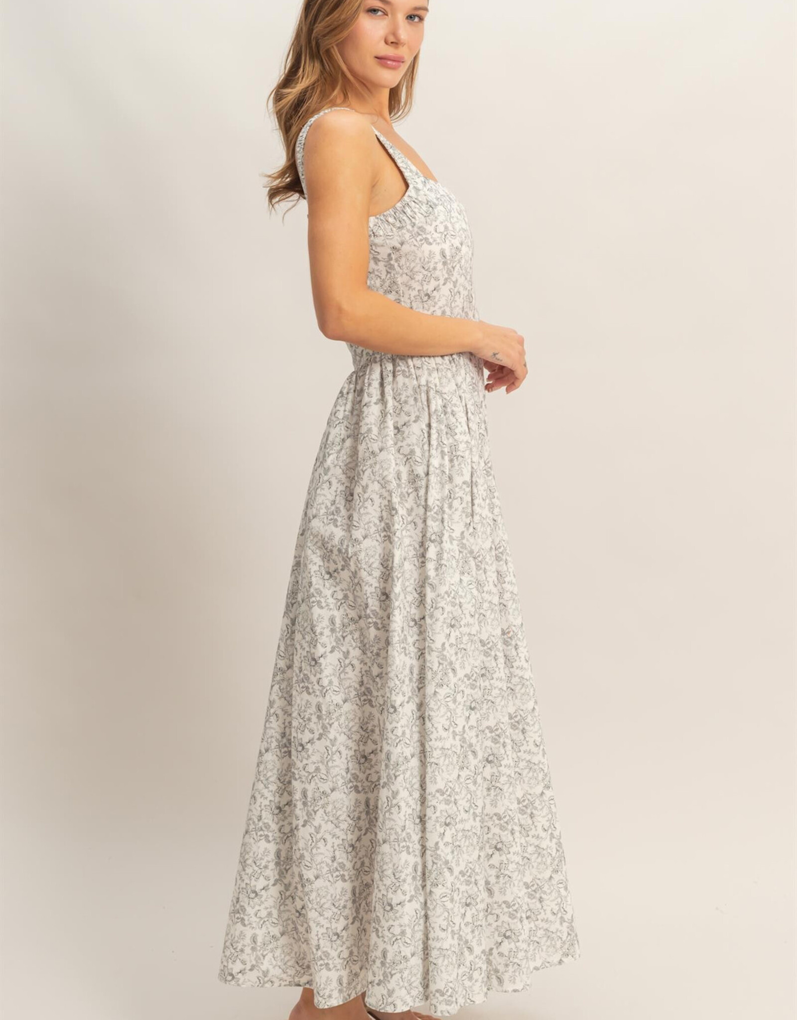 Miss Bliss HYFVE Floral Print Empire Waist Dress-Blk&White