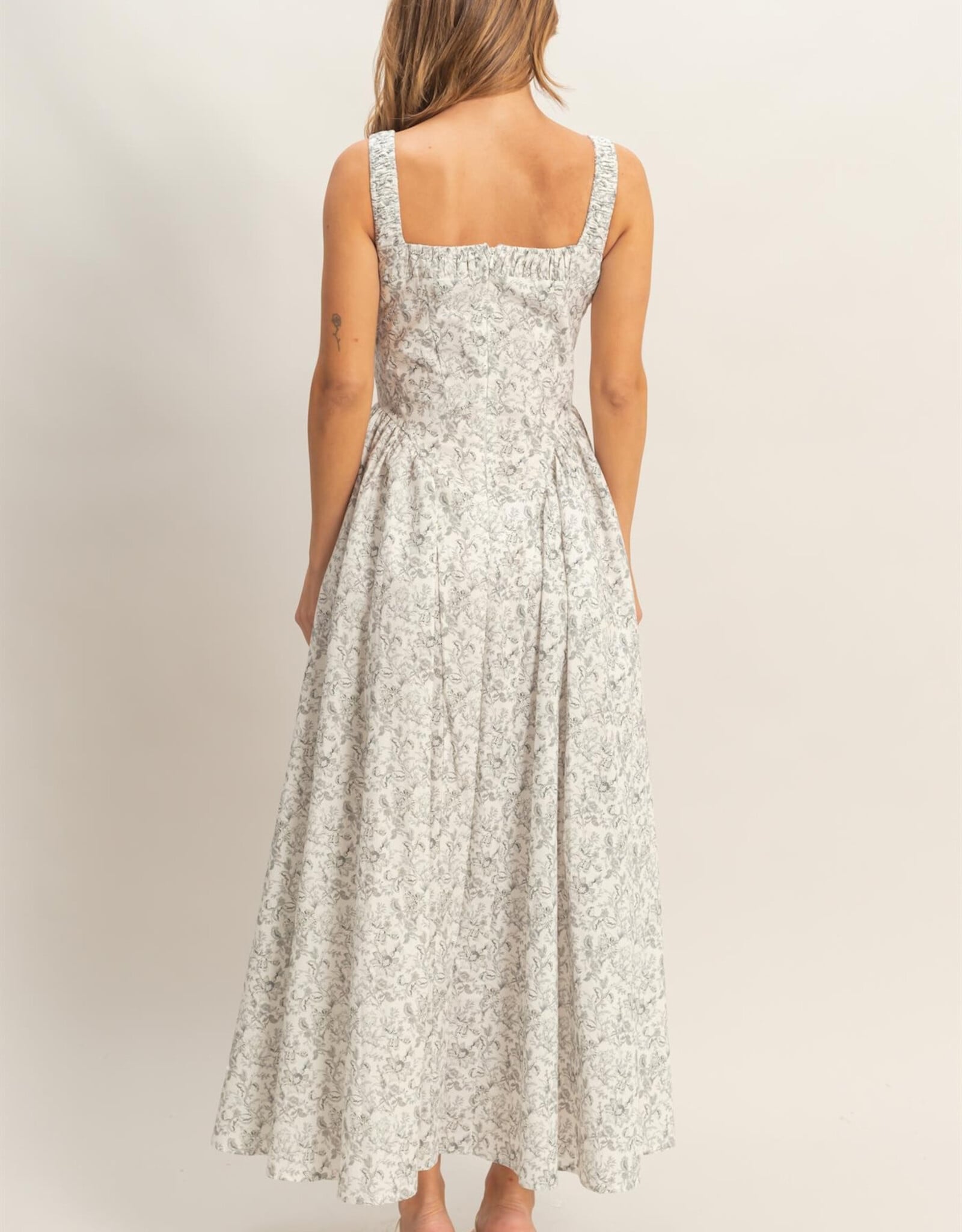 Miss Bliss HYFVE Floral Print Empire Waist Dress-Blk&White