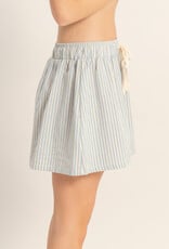Miss Bliss HYFVE Striped Elastic Waist Shorts-Sky Blue