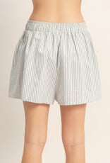 Miss Bliss HYFVE Striped Elastic Waist Shorts-Sky Blue
