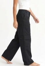 Miss Bliss Hyfve Elastic Waist Wide-leg Cargo Pants-Blk
