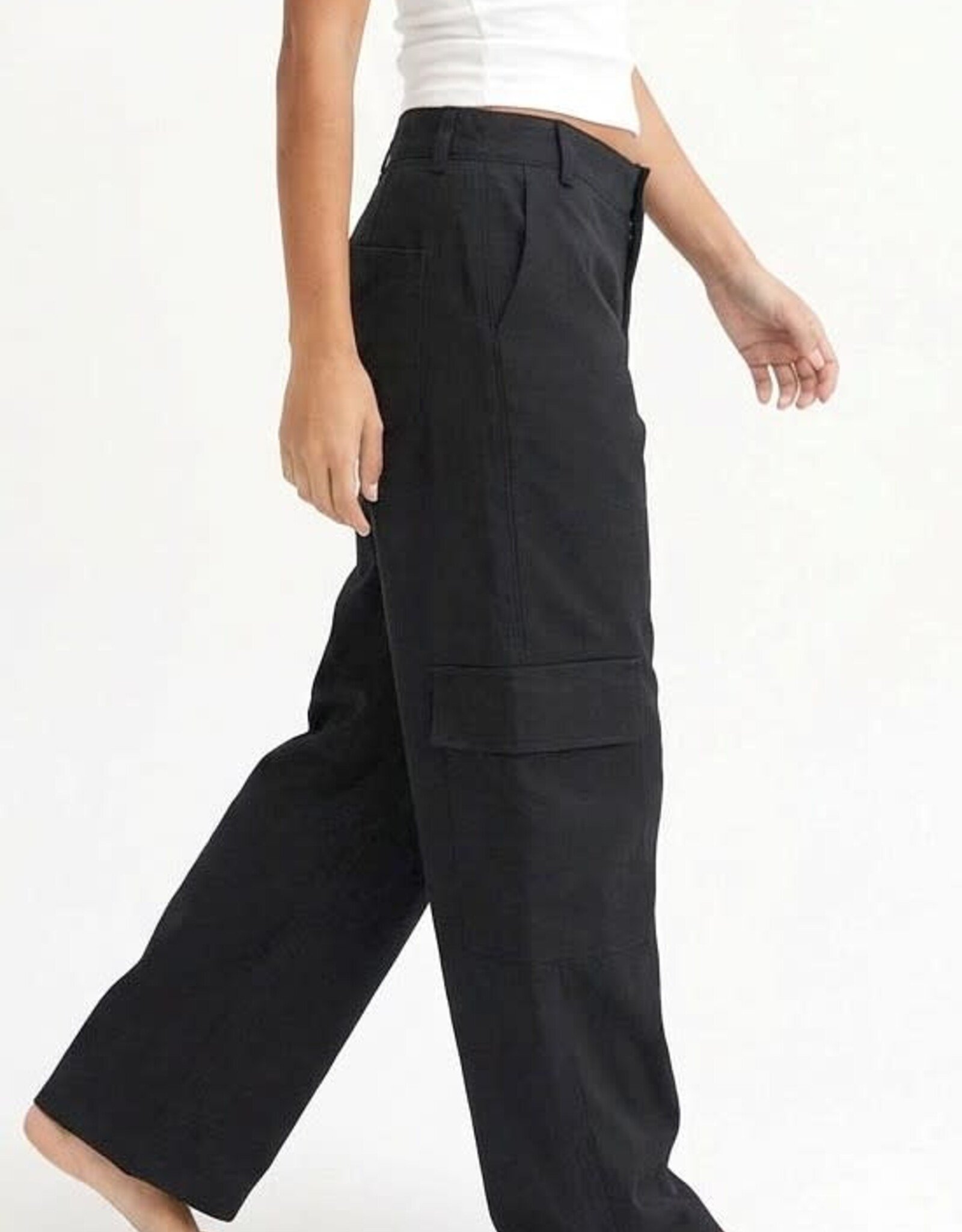 Miss Bliss Hyfve Elastic Waist Wide-leg Cargo Pants-Blk