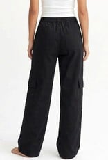 Miss Bliss Hyfve Elastic Waist Wide-leg Cargo Pants-Blk