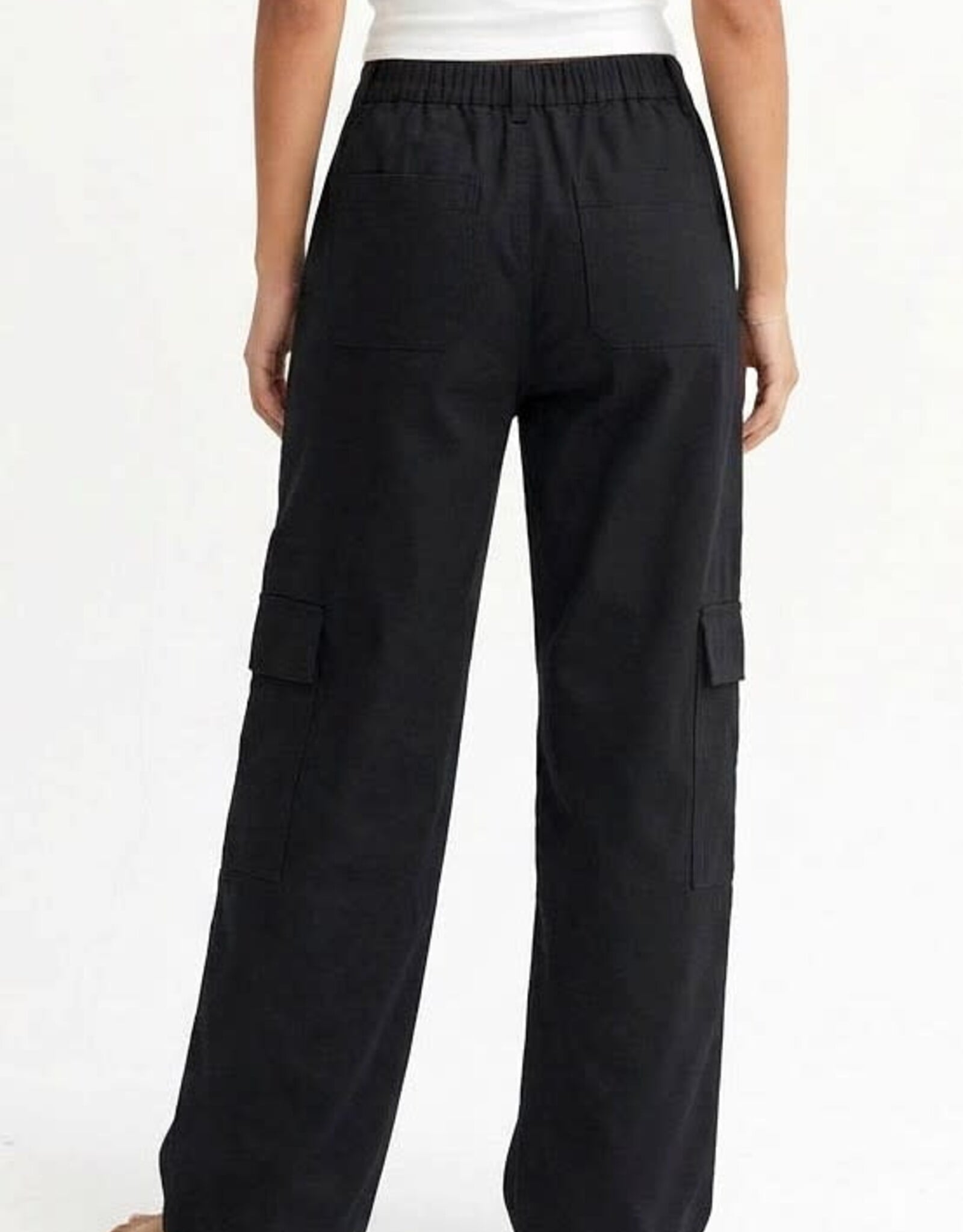 Miss Bliss Hyfve Elastic Waist Wide-leg Cargo Pants-Blk