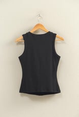 Miss Bliss HYFVE Ribbed Button Front Tank Top-Blk