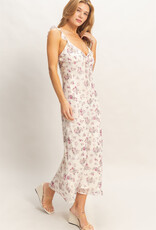 Miss Bliss HYFVE Floral Ruffle Strap Midi Dress-Rose/Iv