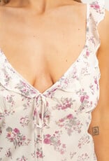 Miss Bliss HYFVE Floral Ruffle Strap Midi Dress-Rose/Iv