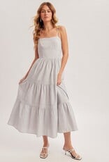 Miss Bliss H&T Sweetheart Nck Smkd Bck Tiered Midi Dress-Blue