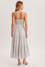 Miss Bliss H&T Sweetheart Nck Smkd Bck Tiered Midi Dress-Blue