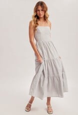 Miss Bliss H&T Sweetheart Nck Smkd Bck Tiered Midi Dress-Blue
