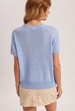 Miss Bliss H&T Loose Fit SS Everyday Light Wt Knit Top-Periwinkle