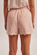 Miss Bliss Embroidered Stretch Drawstring Waist-Pink