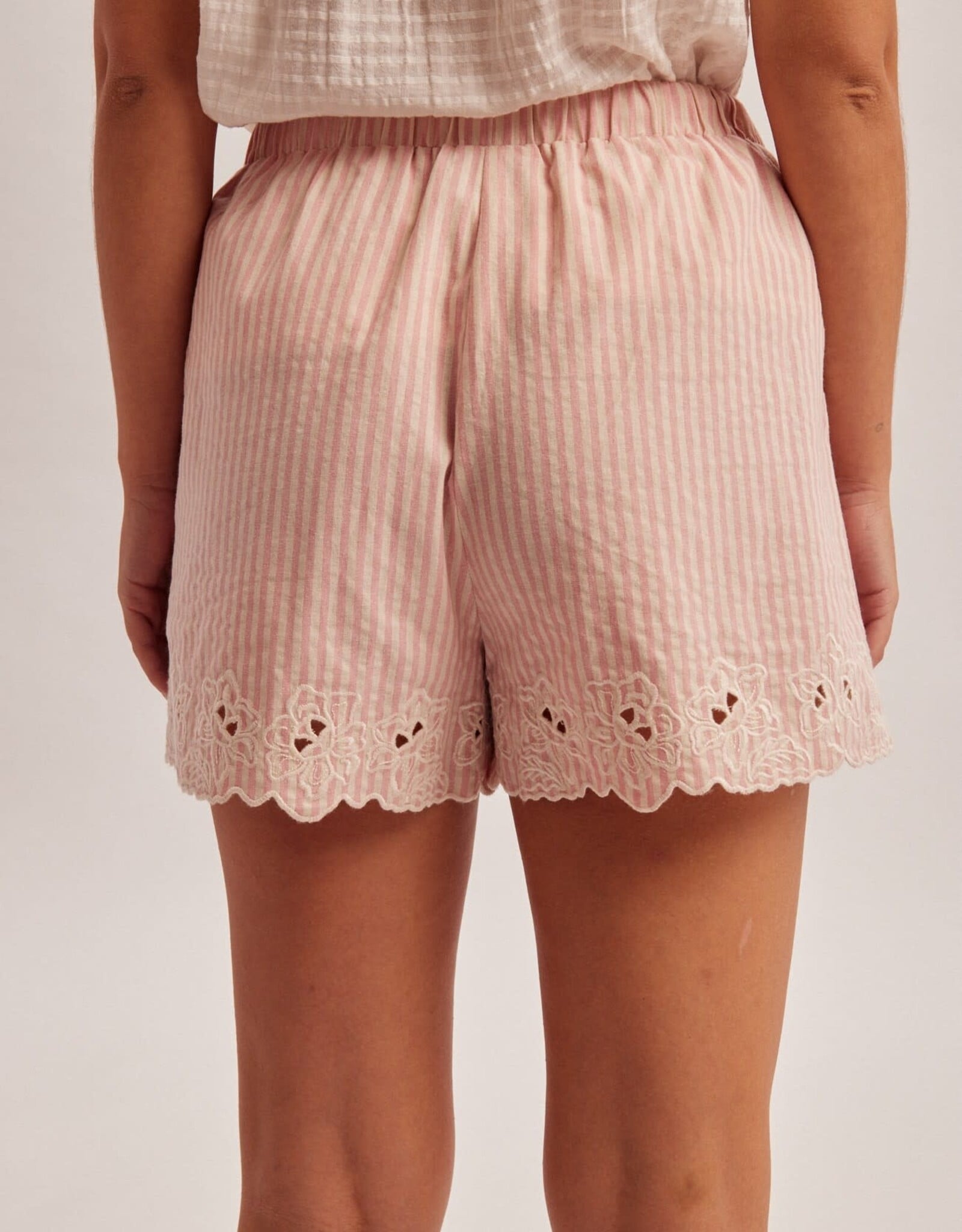Miss Bliss Embroidered Stretch Drawstring Waist-Pink
