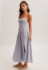 Miss Bliss H&T Corset Spaghetti Strap Flowing A Line Midi Dress-Lt Blue