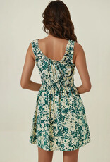 Miss Bliss D&R Cinched Waist Floral Woven Dress-Green