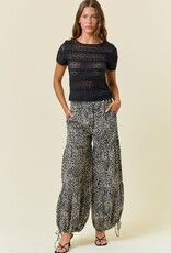 Miss Bliss D&R Ruffle Stretch Lace Slv Fitted Top-Black