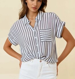 Miss Bliss Martha Button Up-Black&White