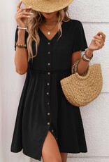 Miss Bliss Aiw SS Black Button Up Dress