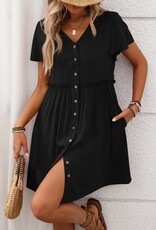 Miss Bliss Aiw SS Black Button Up Dress