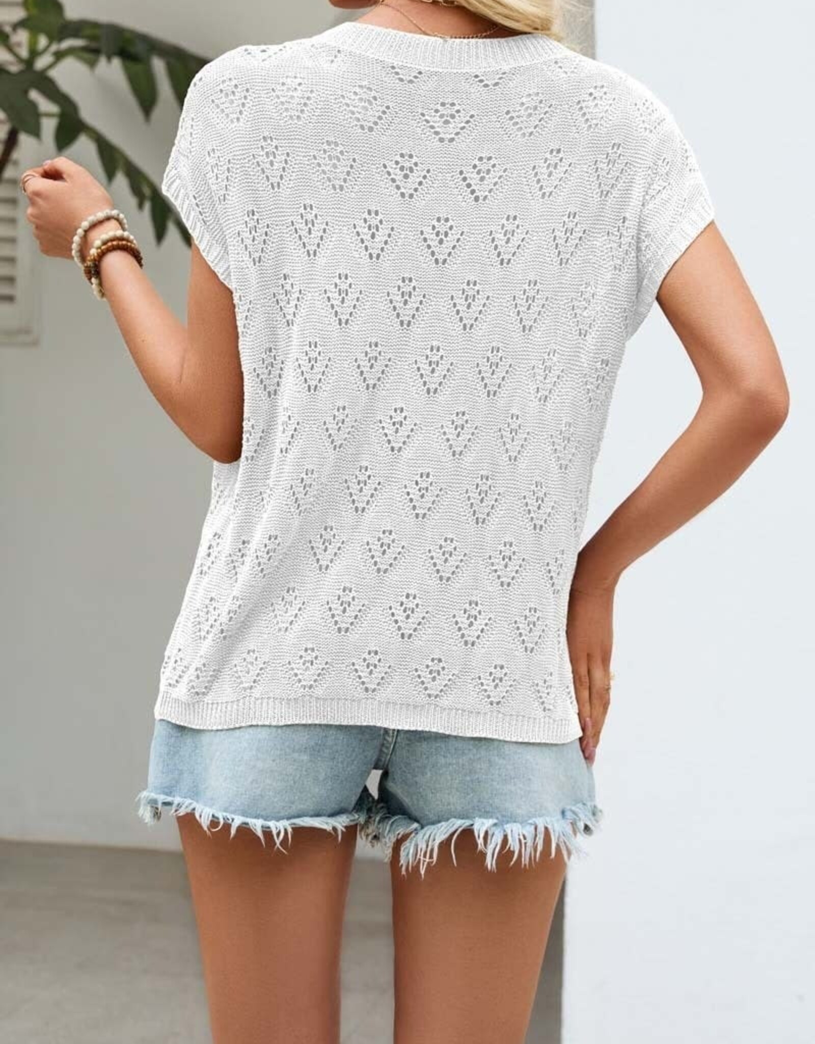 Aiw Cream Crochet SS Top