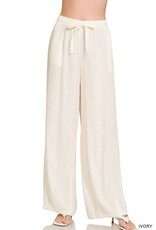 Miss Bliss Zen Linen Drawstring Pants-Ivory