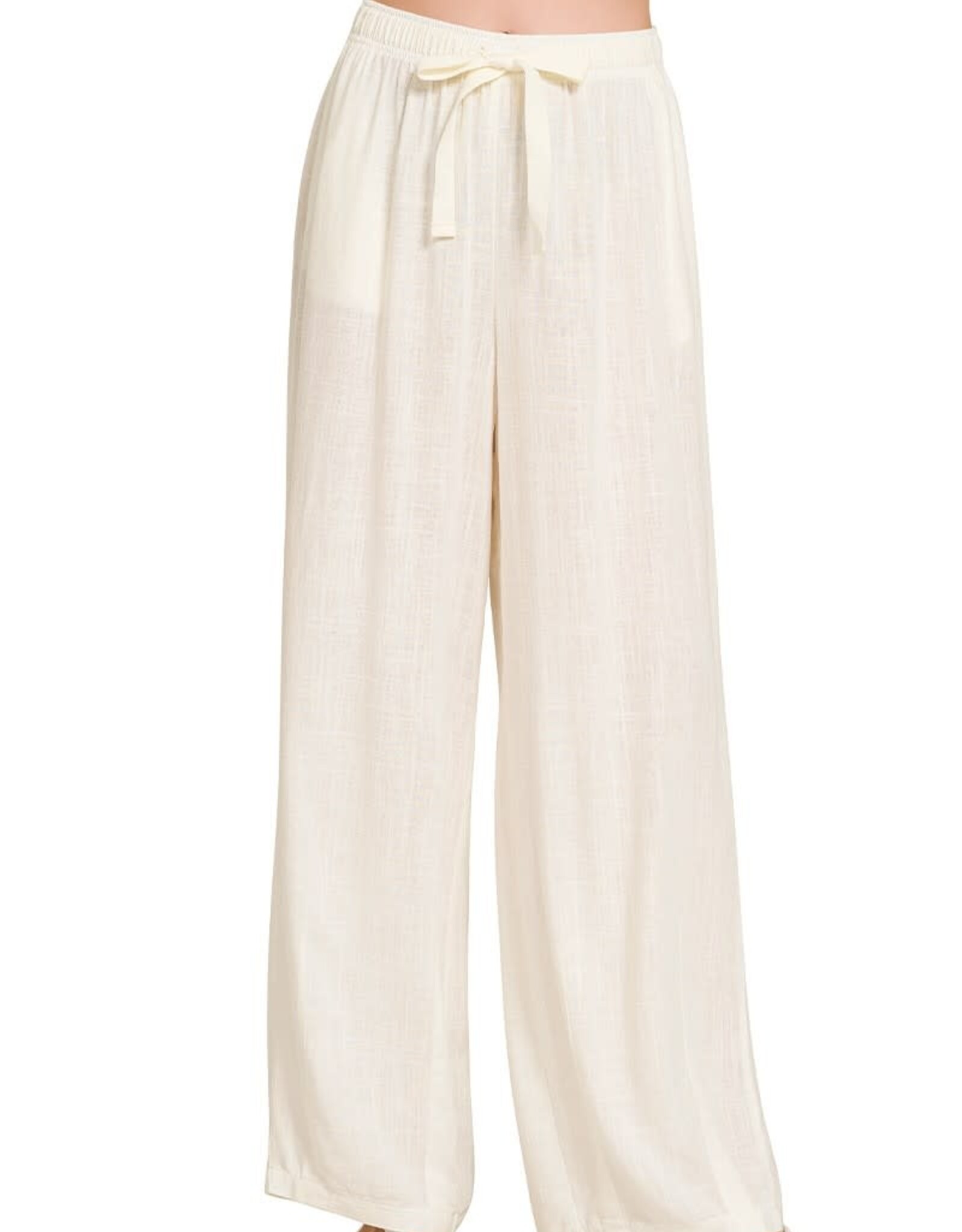 Miss Bliss Zen Linen Drawstring Pants-Ivory