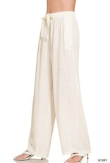 Miss Bliss Zen Linen Drawstring Pants-Ivory