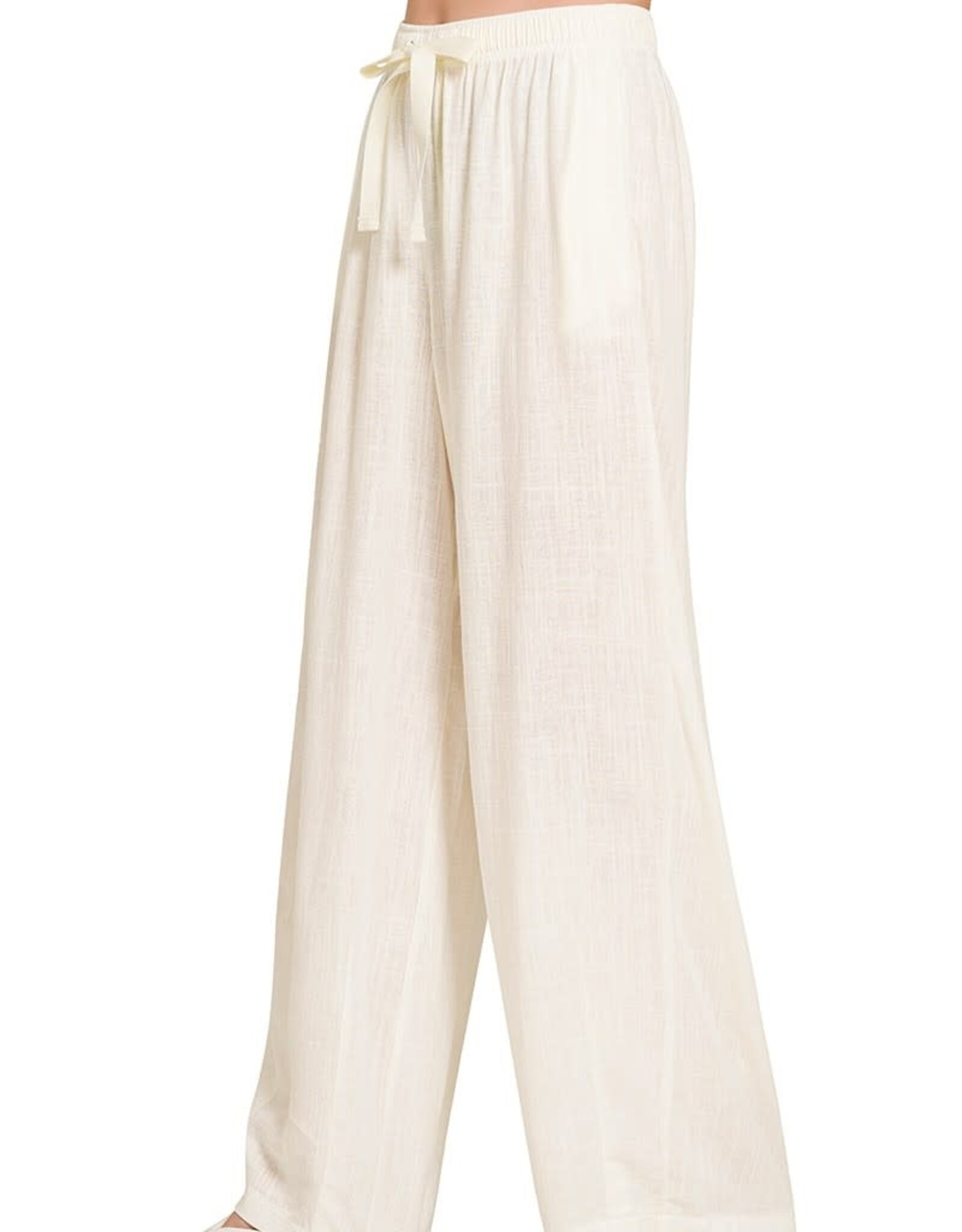 Miss Bliss Zen Linen Drawstring Pants-Ivory