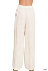 Miss Bliss Zen Linen Drawstring Pants-Ivory