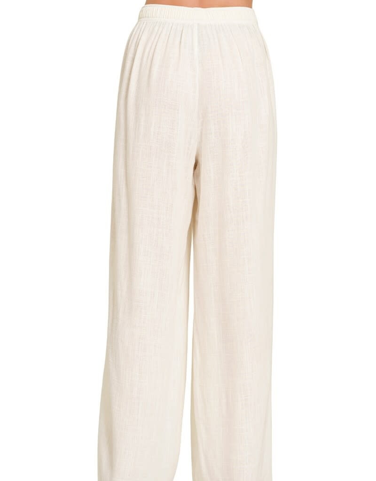 Miss Bliss Zen Linen Drawstring Pants-Ivory