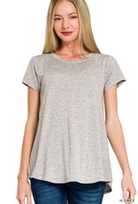 Miss Bliss Zen Flowy R Hem Rayon Ss Top-Grey