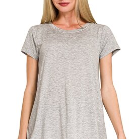 Miss Bliss Zen Flowy R Hem Rayon Ss Top-Grey