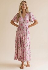 Miss Bliss HAP Flutter SS Fit And Flare Tulip Dress-Pink