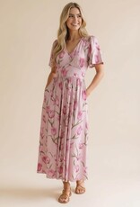 Miss Bliss HAP Flutter SS Fit And Flare Tulip Dress-Pink