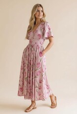 Miss Bliss HAP Flutter SS Fit And Flare Tulip Dress-Pink