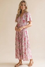 Miss Bliss HAP Flutter SS Fit And Flare Tulip Dress-Pink