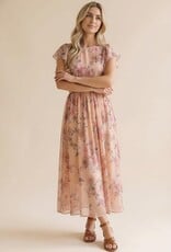 Miss Bliss Hap Fit And Flare Semi Sheer W/ Back Nck Button-Peach