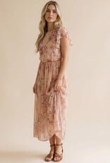 Miss Bliss Hap Fit And Flare Semi Sheer W/ Back Nck Button-Peach