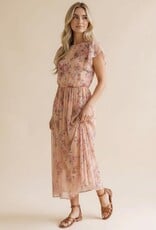 Miss Bliss Hap Fit And Flare Semi Sheer W/ Back Nck Button-Peach
