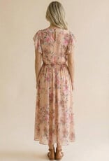Miss Bliss Hap Fit And Flare Semi Sheer W/ Back Nck Button-Peach