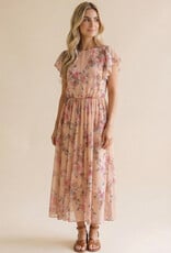 Miss Bliss Hap Fit And Flare Semi Sheer W/ Back Nck Button-Peach