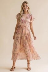 Miss Bliss Hap Fit And Flare Semi Sheer W/ Back Nck Button-Peach
