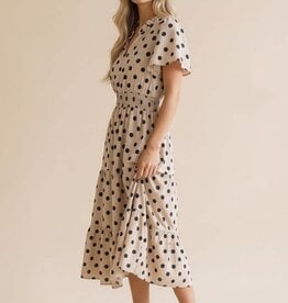 Miss Bliss Polkadot Tiered Maxi Dress-White