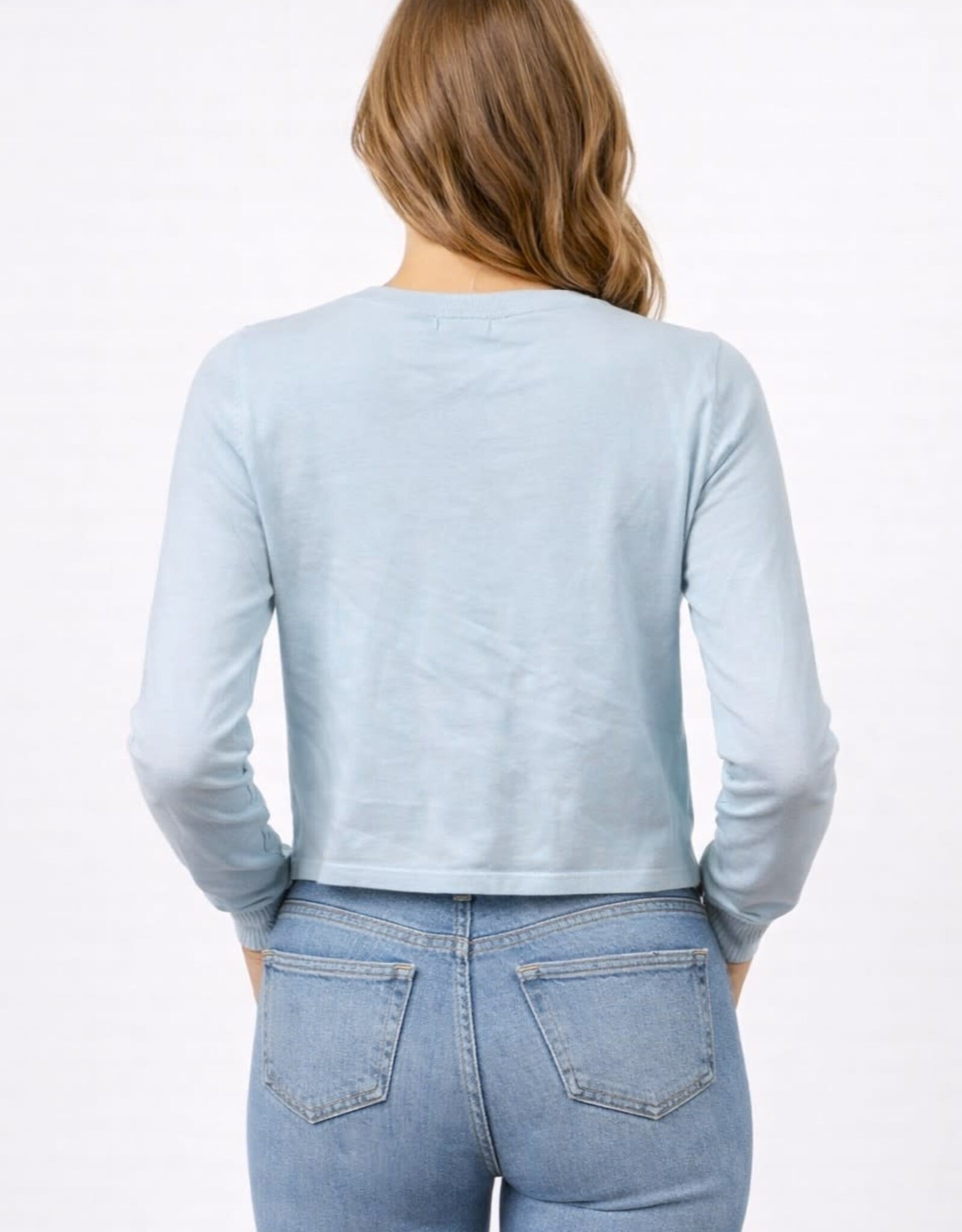 Miss Bliss Dream Slim Fit Button Up Cardigan-Sky Blue